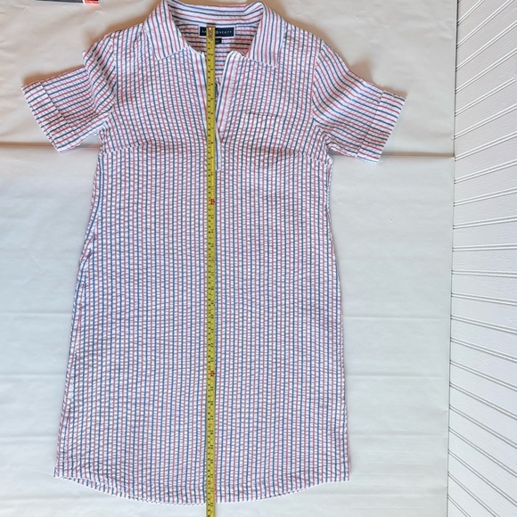 Karen Scott Red White Blue Striped Seersucker Dress Patriotic July 4 Size Small - Picture 13 of 16